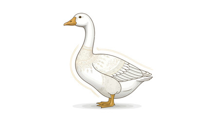 Obraz premium Stylized avian illustration of a pristine white goose with ornamental pattern detail isolated on a