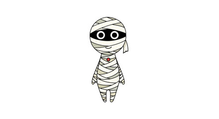 Whimsical Mummy Illustration for Halloween or Children's Designs Featuring Cute Character
