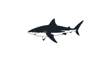 Naklejka premium Elegant minimalistic illustration of a menacing great white shark on a pristine white background