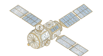 Intricate illustration of a satellite with ornate details and elaborate design aesthetic