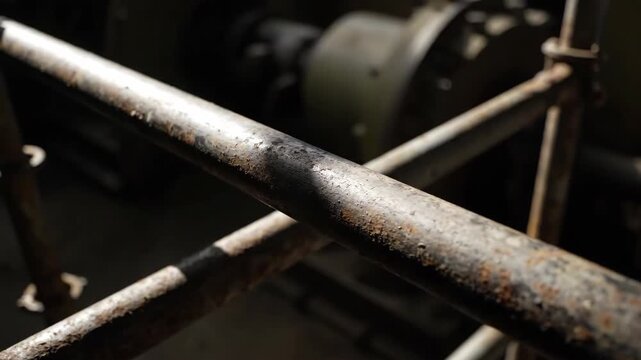 Metal pipes with rust detail, industrial architecture construction