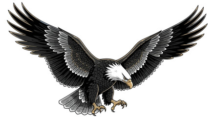 Obraz premium Majestic American Bald Eagle poised mid-flight rendered in striking vector art style