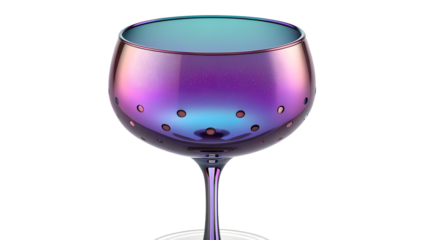Holographic Iridescent Metallic Stemmed Wine Glass 3D Render