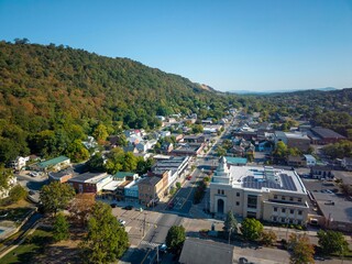 Beautiful Aerial View of Berkeley Springs in West Virginia on a Summer Morning