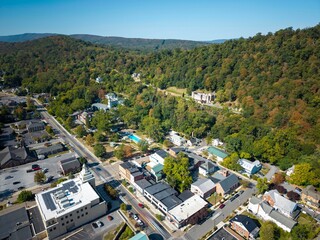Aerial View Showcasing the Charm of Berkeley Springs in Late Summer