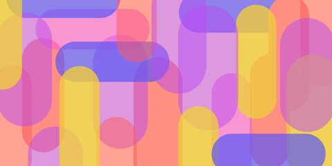 Abstract summer vibes background featuring overlapping circles and squares in vibrant hues art illustration design © ABIRR GD7