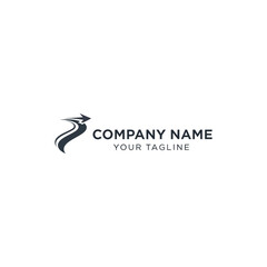 Modern company logo design featuring a stylized S-shaped road with an arrow, symbolizing progress and direction.