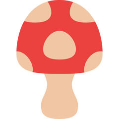Red Mushroom With White Spots Icon On Transparent Background Simple Vector Illustration Mushroom Symbol Icon