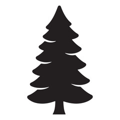 Black Silhouette of a Christmas Tree Evergreen Shape for Holiday Designs and Festive Decorating Projects Vector Graphic Element