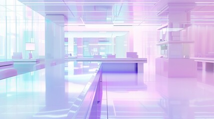 Fototapeta premium Modern Futuristic Kitchen with Soft Neon Lighting in Bright Open Space