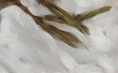 Minimalist Black and White Background with Painted Leaves &ndash; Abstract Artistic Texture
