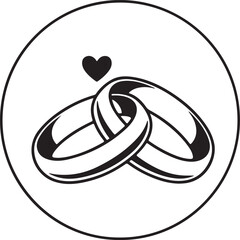 Interlocking Wedding Rings Icon Love Marriage and Commitment Vector