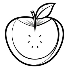 Sliced Apple Line Art