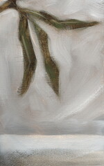 Minimalist Black and White Background with Painted Leaves &ndash; Abstract Artistic Texture
