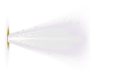 Horizontal Projecting Light Beam Overlay with Transparent Background and Lens Flare Effect
