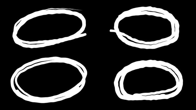 Set of four doodle-style frame elements with a rough, uneven pencil or chalk texture. Use as a simple, creative mask or border in presentations