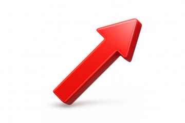 Red up arrow sign representing growth, progress, and financial increase, showing positive direction and success