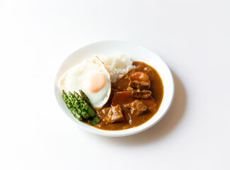 Curry Rice Bowl with Asparagus