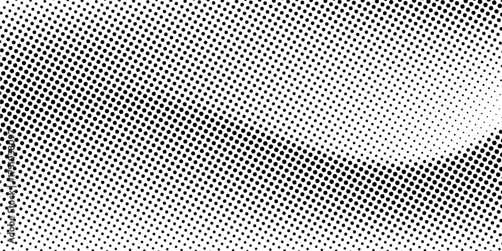 Wall mural black and white halftone dots pattern. abstract vector background