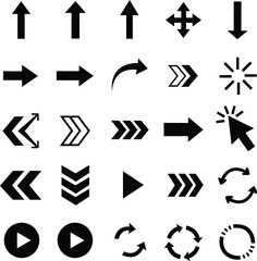 Arrow vector set download direction navigation ui elements