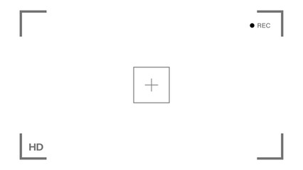 Digital Camcorder Recording Viewfinder Screen with Focus Frame and REC Indicator on Transparent Background for Video Interface