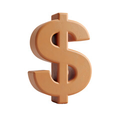 Obraz premium 3D rendered, brown dollar sign with slight texture, floating on a black background
