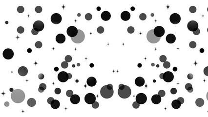 Black Gray Bokeh Dots Confetti Border with Transparent Background