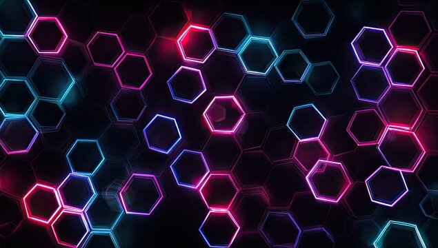 Abstract glowing hexagon pattern (1) - Powered by Adobe