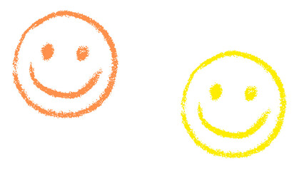 Hand-Drawn Orange Yellow Smiley Faces Doodle with Transparent Background