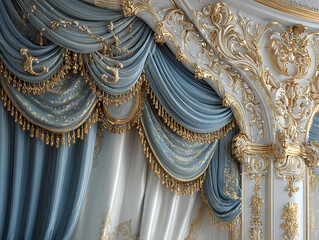 royal blue and gold ornate cornice plaster ceiling decorative frieze luxury home interior