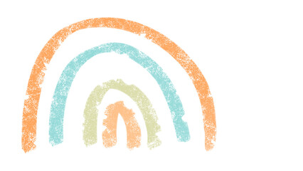 Hand-Drawn Muted Rainbow Arch Doodle with Transparent Background