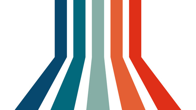 Retro Vanishing Point Stripes Transparent PNG: Five Parallel Lines in 70s/80s Color Palette for Vintage Backgrounds, Aesthetic Pathways, and Digital Design

