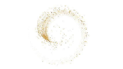Golden Swirling Particle Vortex of Sparkling Dust and Abstract Light Trails Isolated on a Transparent Background