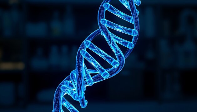 dna strand on blue background