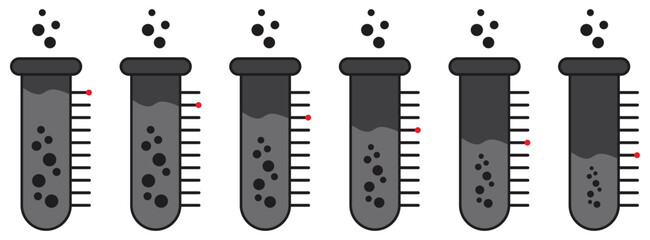 Chemical reaction experiment test tubes illustration.