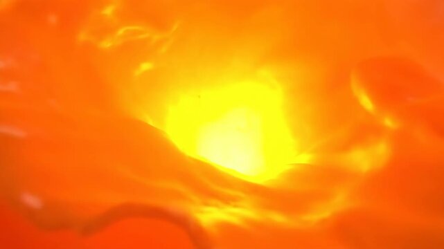 Abstract orange swirl with a bright yellow light at the center