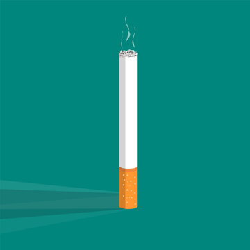 Graphic illustration of a burning cigarette with smoke, symbolizing the addiction and health impact of smoking