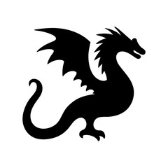 Obraz premium Majestic black silhouette dragon dancer ready for mythical adventures and fantasy art