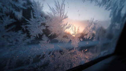 窓ガラスについた霜