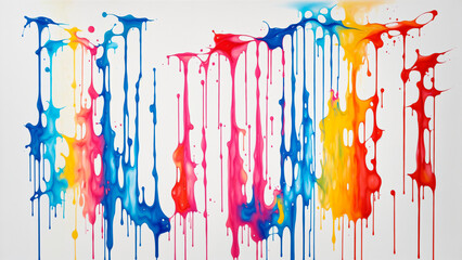 Abstract dripping paint artwork in rainbow tones