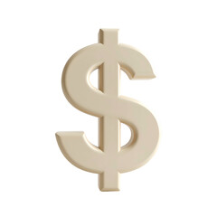 Obraz premium Rendered, cream-colored, three-dimensional dollar sign, isolated on a stark black background