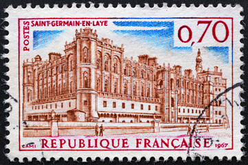 FRANCE-CIRCA 1967:Vintage stamp printed in France shows Saint-Germain-en-Laye, circa...