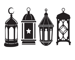 Collection of Traditional Lantern Silhouettes for Festive Decorations
