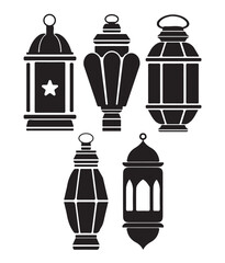 Collection of Traditional Lantern Silhouettes for Festive Decorations