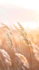 Peaceful Field of Wild Grass during Sunset