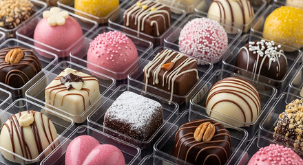100. Retail-ready photo of assorted bakery sweets in clear clamshell packaging