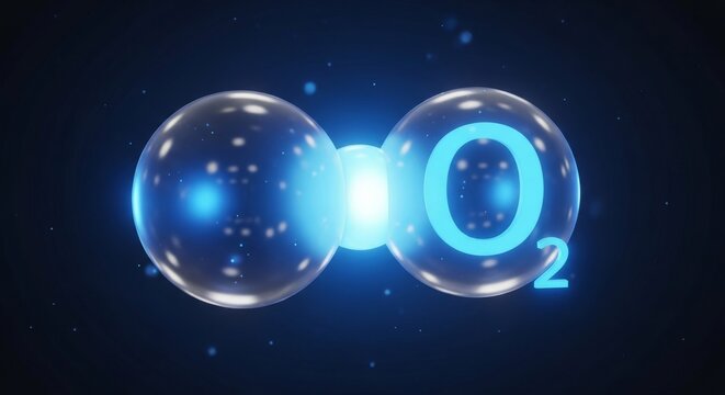 Oxygen Molecule Visualization with Bubbles and Light Effects