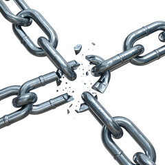 Obraz premium A close-up shows a shiny, metallic chain, fractured at the intersecting links