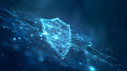 Futuristic digital shield protects network data a modern cybersecurity innovation concept