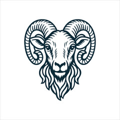 Hand-drawn ram head in vintage engraving style with bold monochrome lines. Classic Aries zodiac sign illustration. Perfect for logo, tattoo, astrology, and horoscope design. Part of set.